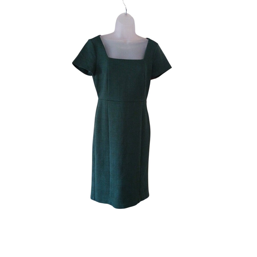 Green Ann Taylor Plaid  Dress Womens Size 2  Office Career